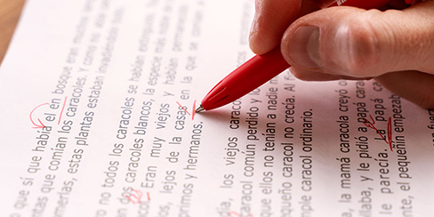 Student taking a Spanish Test