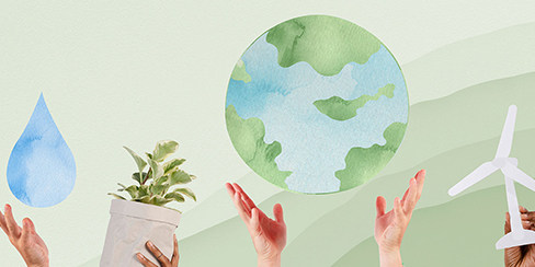 Hand presenting earth sustainable environment remix