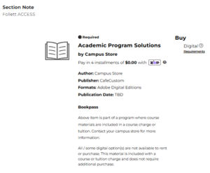 EBook listing for Houston Christian University with BookPass, author info, price, and digital format requirements.