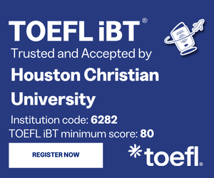 TOELF IBT banner that shows school code of 6282 and minimum score of 80