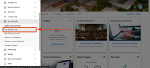 Cursor highlights My Financial Aid in Explore My Account, showing access steps through Houston Christian University systems.