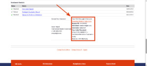 My Application Status page with arrow highlighting university login and HCU OneLogin details for student access.