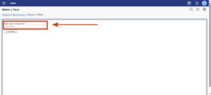 Accessible dropdown labeled Select a term with orange arrow to enter student portal on Houston Christian University registration page.