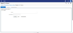 Houston Christian University registration page with login and search fields for subject and course number, Fall 2023 semester.