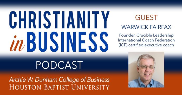 Christianity in Business with guest speaker Warwick Fairfax graphic.