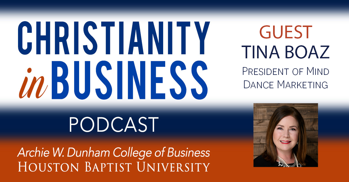 Christianity in Business with guest speaker Tina Boaz graphic.
