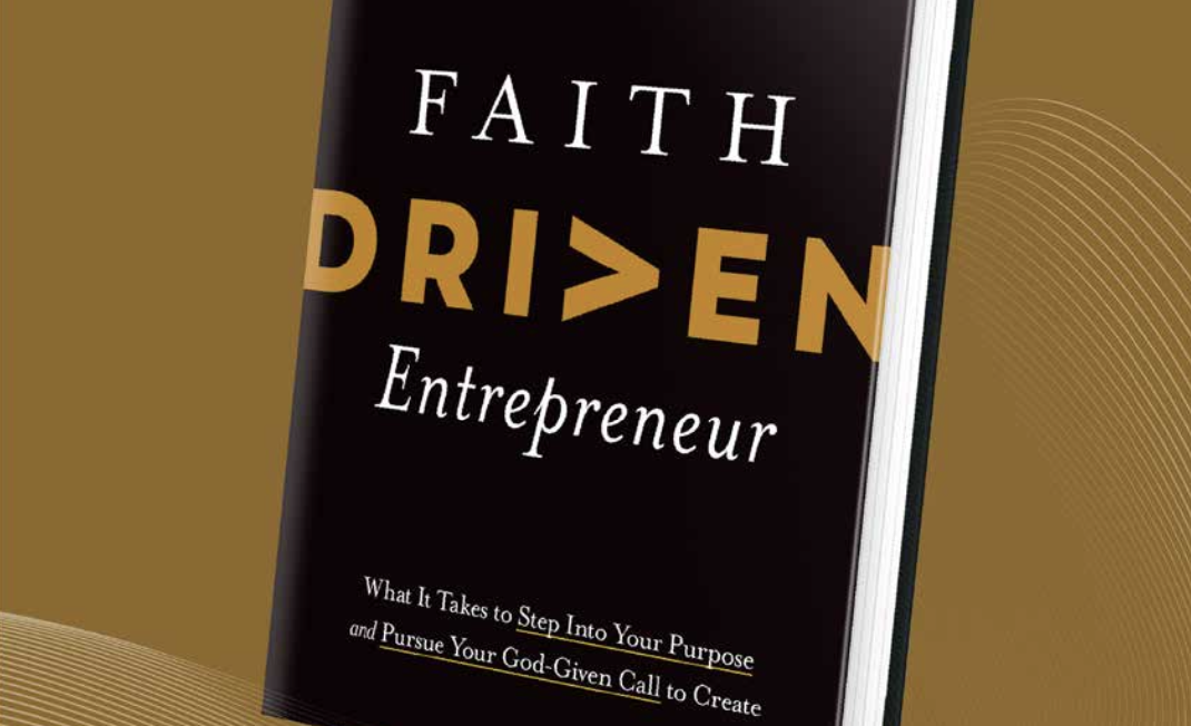 Faith Driven Entrepreneur book on gold background
