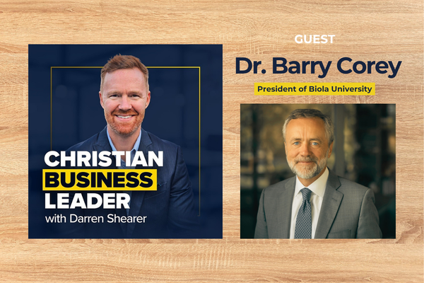 Houston Christian University podcast featuring host Darren Shearer, Dr. Barry Corey, and a discussion on risk management.