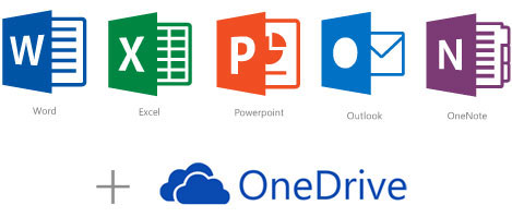 Microsoft Word, Excel, PowerPoint, Outlook, OneNote