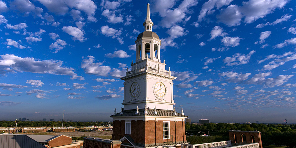 Clock Tower of Independence Hall at the Morris Family Center for Law and Liberty at HCU
