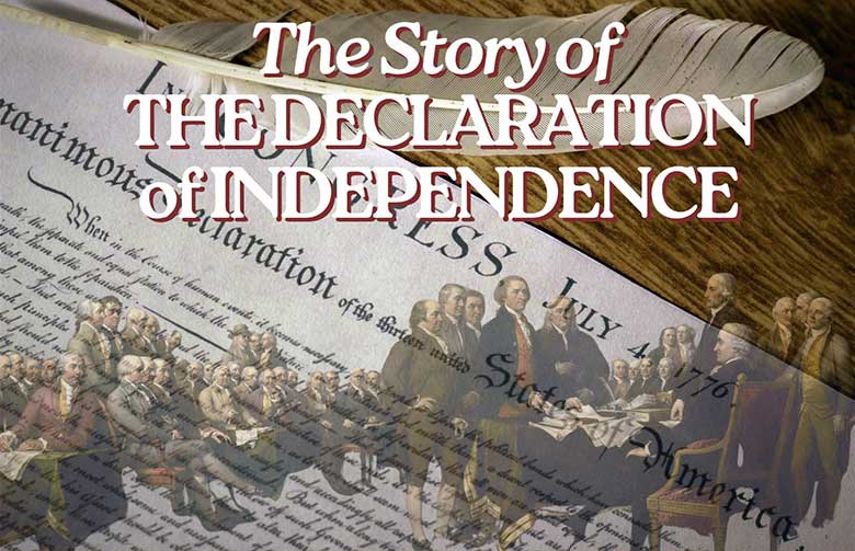 Declaration of Independence, feather quill, Founding Fathers painting promote academic events at Center for Law & Liberty.