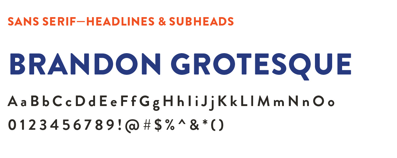 The Brandon Grotesque font displayed in uppercase, lowercase, numbers, and symbols for Houston Christian University branding.