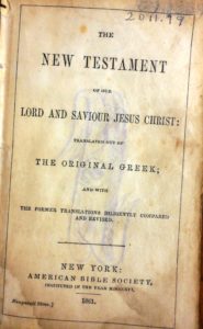 New Testament from the New York Bible Society