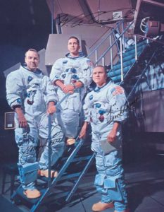 the crew of Apollo 8, James Lovell, Frank Borman, and Bill Anders, became the first humans to orbit the moon.
