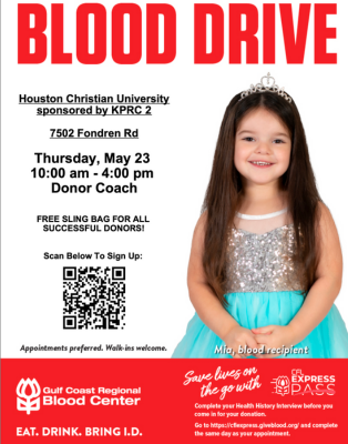 On Campus Blood Drive May 23rd