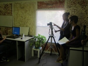 Micole Williams on the film set