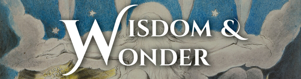 Wisdom & Wonder" in stylized text above an illustrated figure with clouds and stars, celebrating Houston Christian University events.