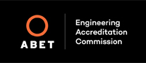 ABET Engineering Accreditation Commission logo with orange circle on black, representing accredited engineering at HCU.