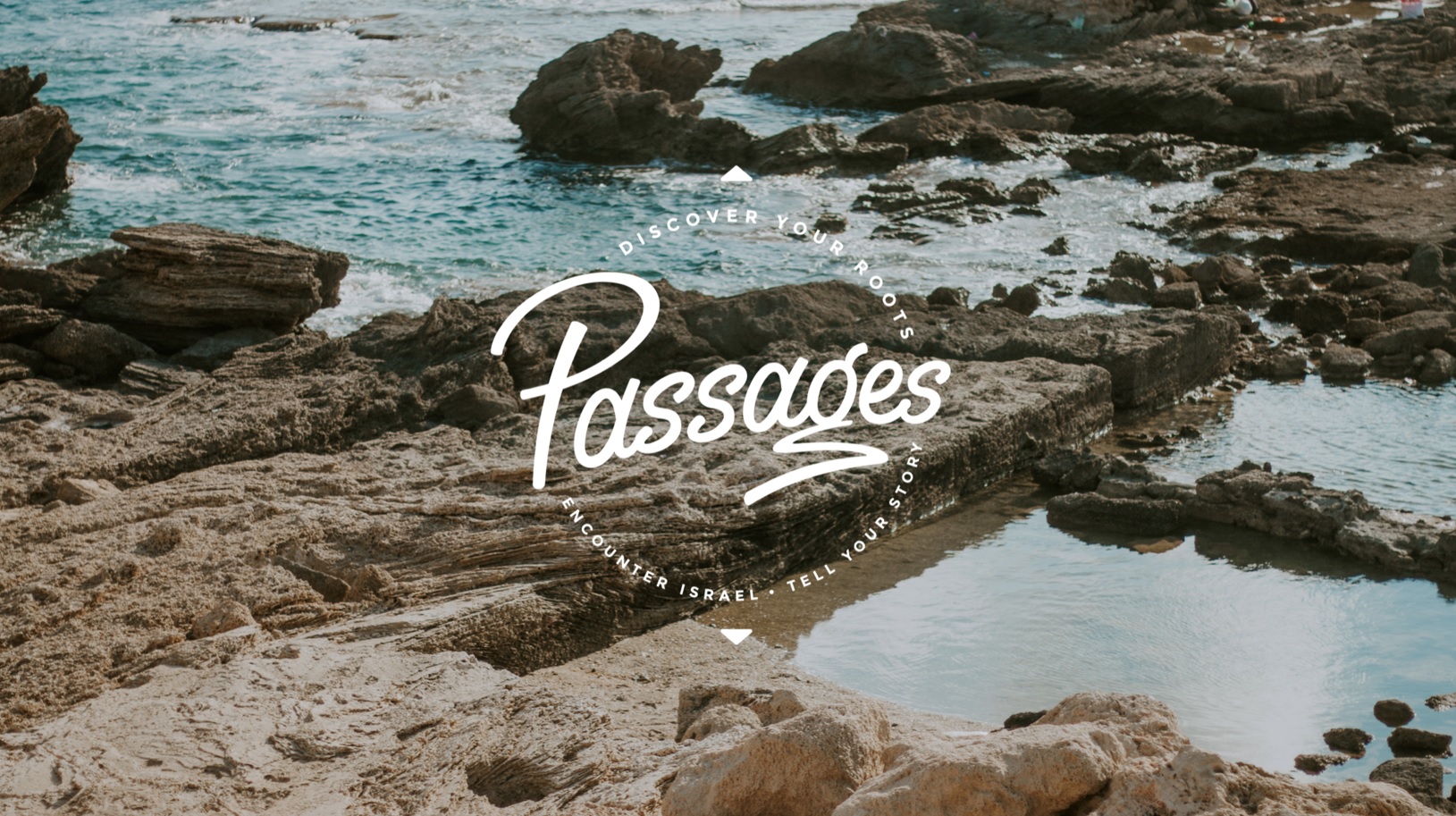 Passages logo on an ocean background banner image, 