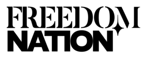 FREEDOM NATION in bold, black uppercase letters on a light background, emphasizing Local Church Partners at Houston Christian University.