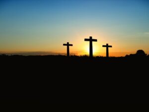 three crosses on a hill