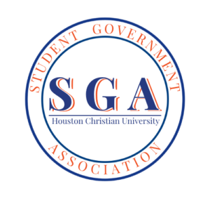 Houston Christian University Student Government Association logo highlights leadership in campus student organizations.