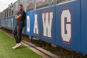 André Walker III pictured at the HBU Football field