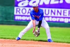 Tyler Depreta-Johnson catching a ground ball on the baseball field.